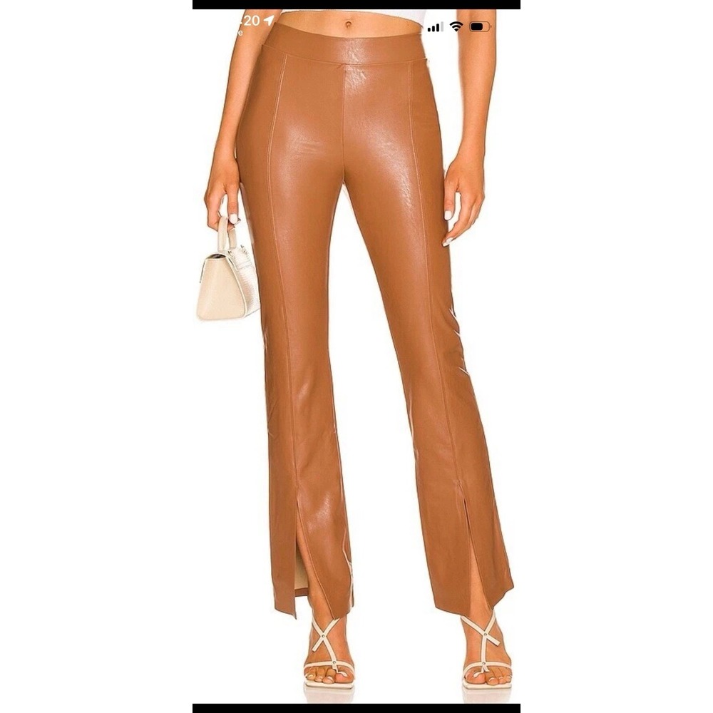 Commando Rich Cocoa Faux Leather Split Front Pants Sz Large L Revolve